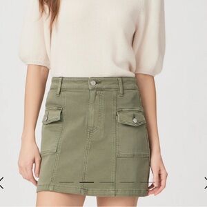 PAIGE denim cargo mini skirt in size 29 in vintage ivy green